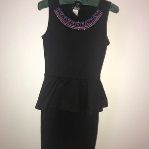 Peplum Dress with Beaded Neckline